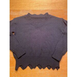 Black Scalloped Edge V-Neck Sweater Womens